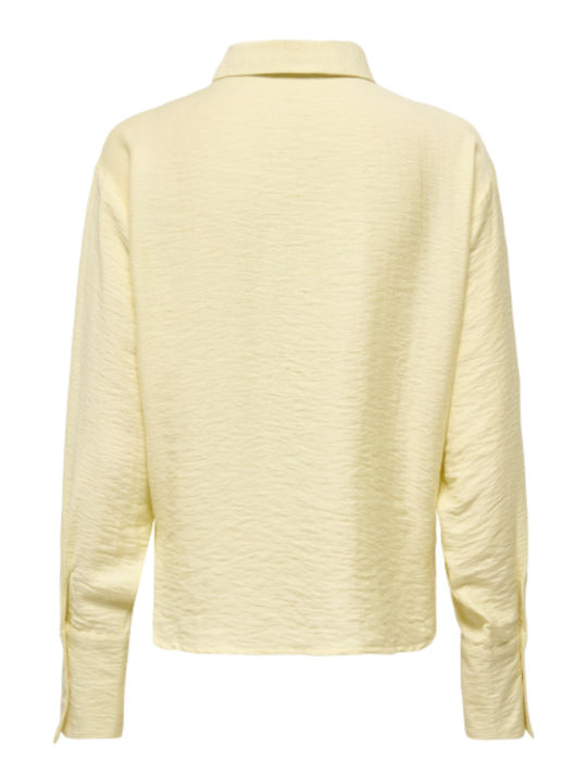 Long Sleeve Women's Linen Shirt Yellow