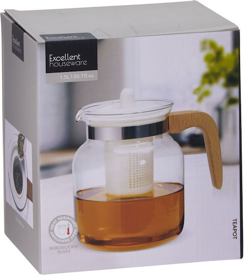 Чайник с Филтър Стъклен Прозрачен 1500ml