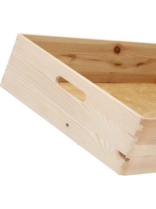 Ξύλινο Κουτί Αποθήκευσης με Καπάκι Μπεζ 60x40x15cm
