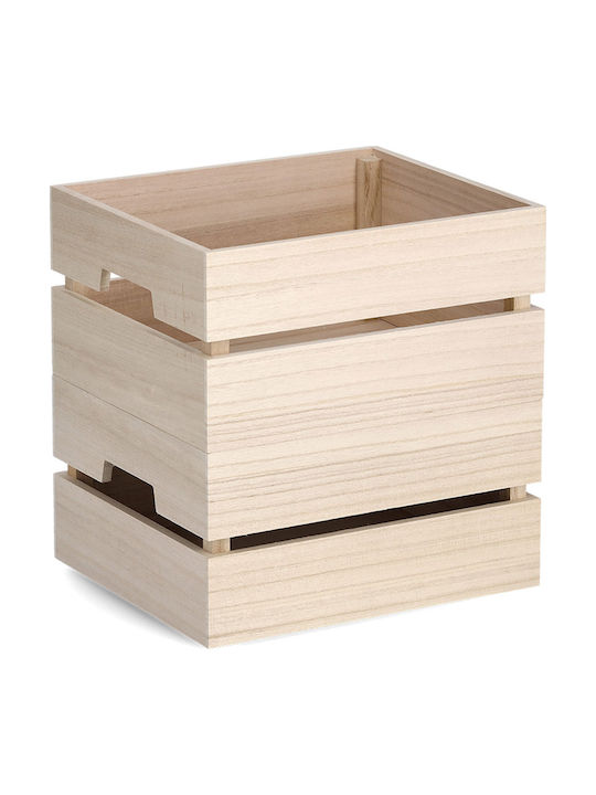 Ξύλινο Κουτί Αποθήκευσης με Καπάκι Μπεζ 28x24x14.5cm