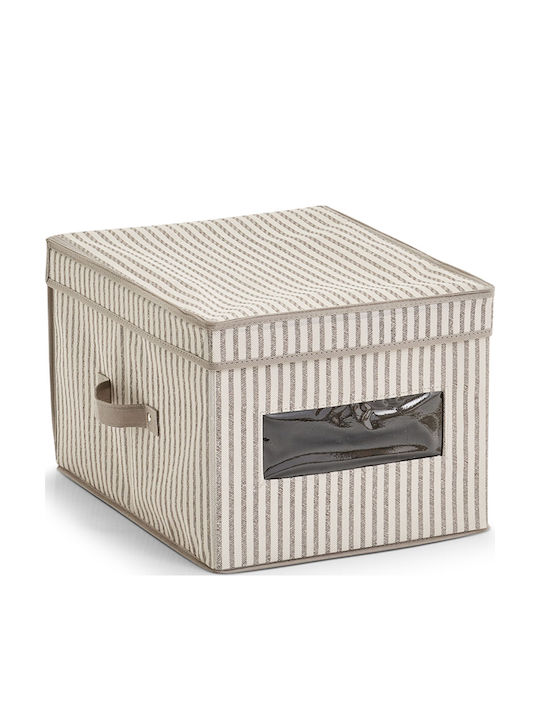 Fabric Storage Box with Lid Beige 39.5x30x25cm