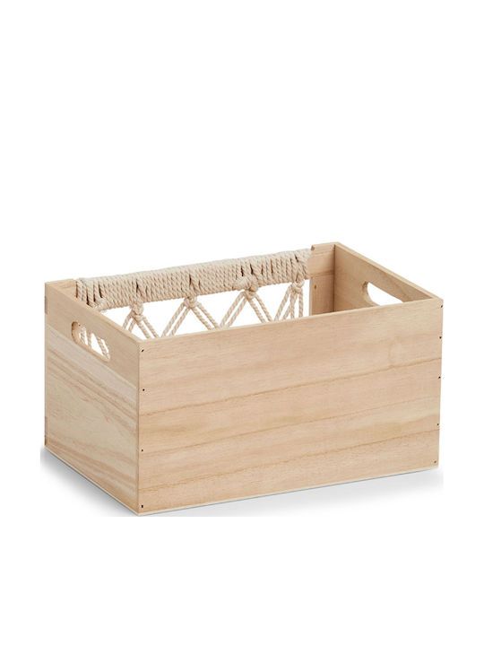 Wooden Storage Box with Lid Beige 30x20x16cm