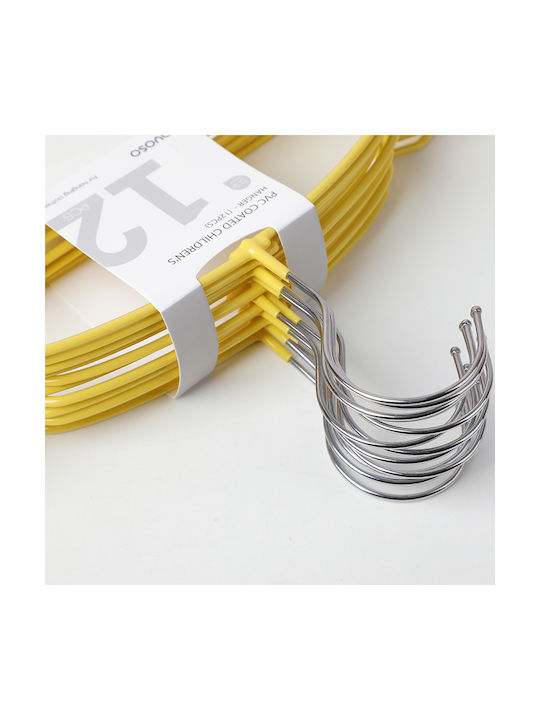 Kids Wall Hanger Multi Hook Plastic Yellow 12 Pieces