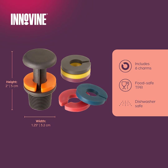 Innovine 12072 Πώμα Κρασιού & Σετ 6 Τμχ Διακριτικά Ποτηριού 2--1