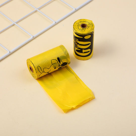Printed Biodegradable Dog Excrement Removal Bag 4 Units Yellow