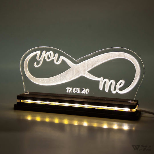 World of Wood Декоративно Осветително Тяло Άπειρο You & Me LED Топло Бяло Любов 10x22см