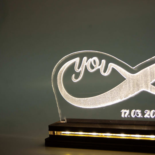 World of Wood Decorative Table Lamp Infinity You & Me LED Warm White Love 10x22cm