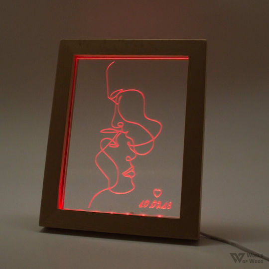 World of Wood Dekoratives Tischlicht Abstract Kiss LED Liebe
