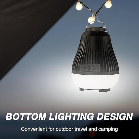Ασύρματο Λάμπα Led Μπαταρίας για Camping Αδιάβροχη Μαύρο