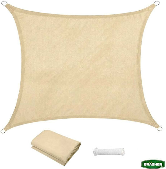 Grasher Pânză De Umbrire Pătrată Ecru Cu Inele 5x5m 180gr/m²