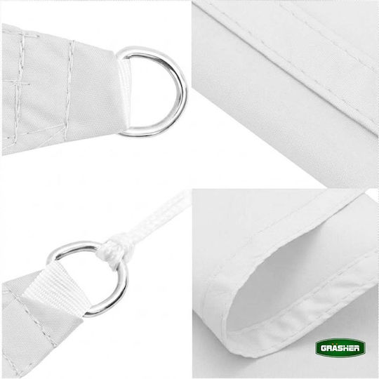 Grasher Square Shade Sail White With Hoops 5x5m 180gr/m²