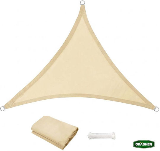 Grasher Триъгълен Сенник Екрю с Халки 5x5m 180gr/m²