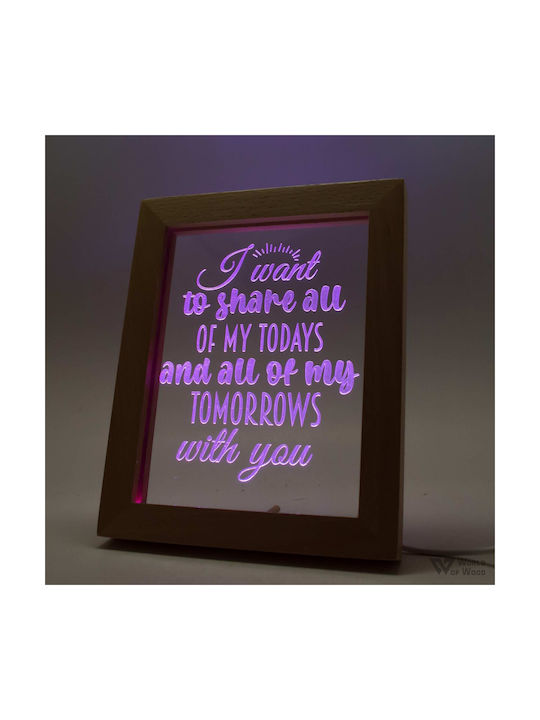 World of Wood Decorative Table Lamp Quote Todays And Tomorrows LED Love