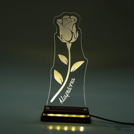 World of Wood Декоративно Осветително Тяло Роза LED Топло Бяло Любов 23x9см