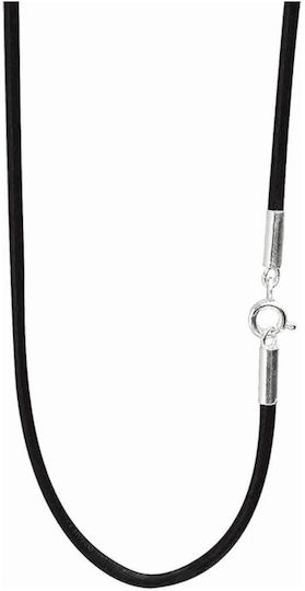 Lanyard aus Gummi 2mm 43cm Silber 925 Verschluss Rck250-2-Schwarz