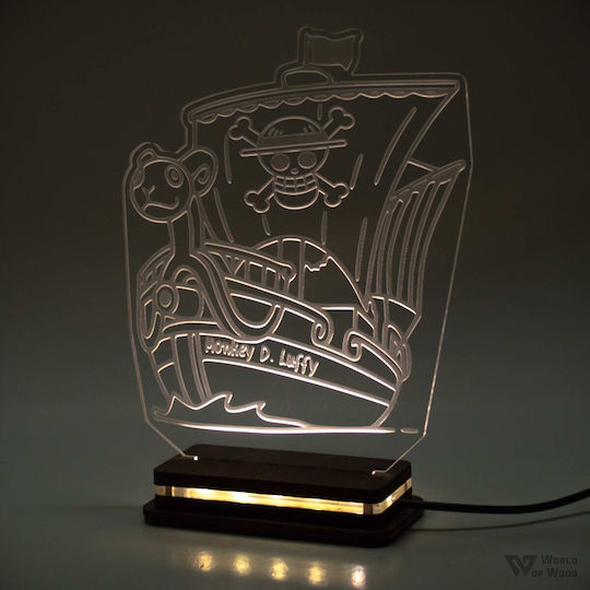 World of Wood Φωτιστικό One Piece - Pirate Ship Logo LED