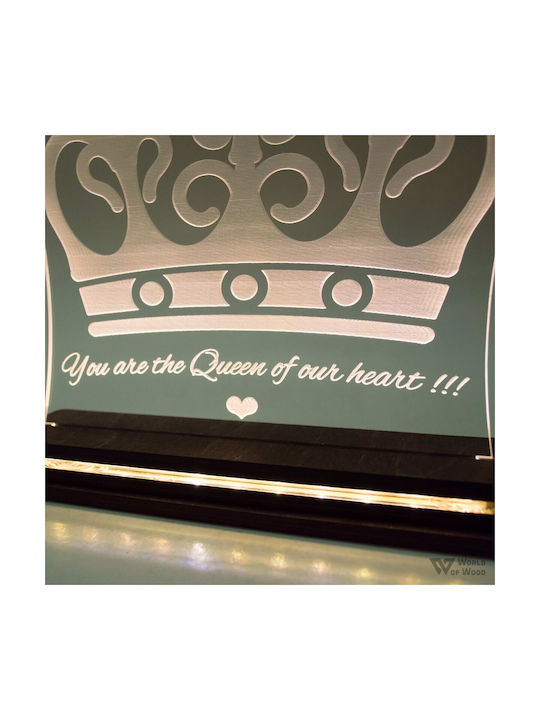 World of Wood Decorative Table Lamp Queen Of My Heart LED Warm White Love 22x21cm