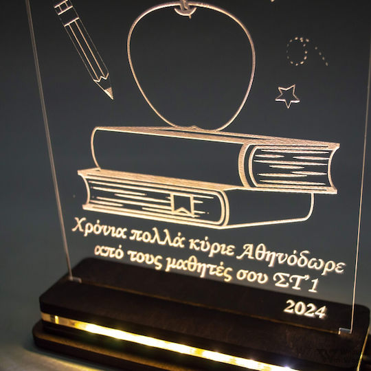 World of Wood Декоративно Осветително Тяло Best Teacher Ever LED 20x14см