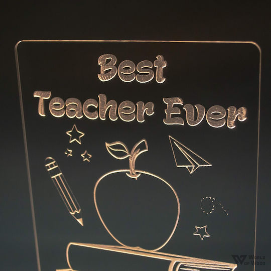 World of Wood Декоративно Осветително Тяло Best Teacher Ever LED 20x14см