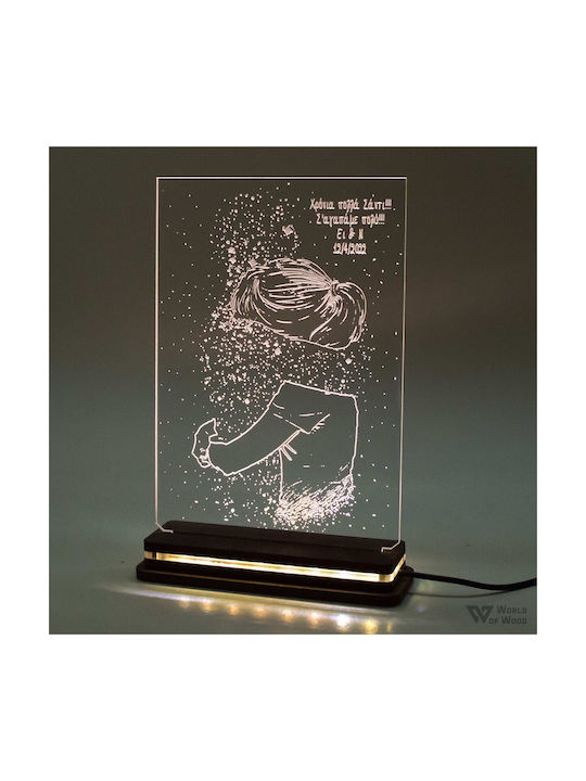 World of Wood Decorative Table Lamp Star Hug LED Warm White Love 22x19cm