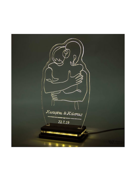 World of Wood Decorative Table Lamp Hug LED Warm White Love 12x22cm