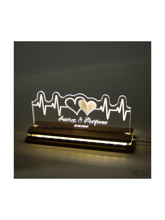 World of Wood Decorative Table Lamp Hearts With Pulse LED Warm White Love 10x20cm