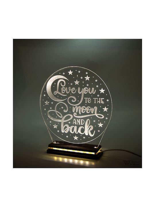 World of Wood Decorative Table Lamp To The Moon And Back LED Warm White Love 20x18cm