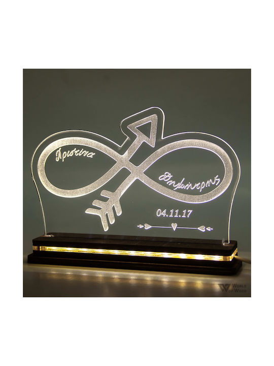 World of Wood Decorative Table Lamp Infinite Arrow LED Warm White Love 14x20cm