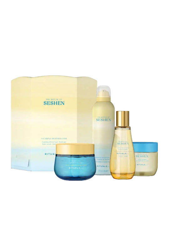 Set Cadou Ritual Seshen Spumă de Duș 200 Ml Scrub 150g Loțiune de Corp 200 Ml Spray de Corp 100 Ml