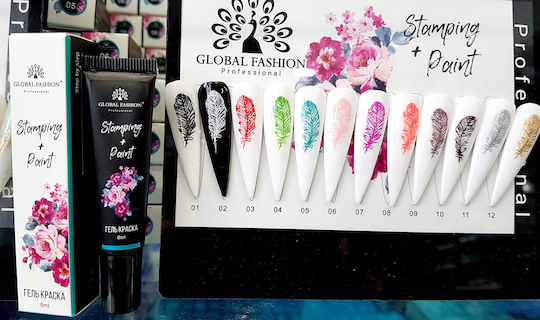 Global Fashion Stamping + Nail Art Gel Νυχιών Μαύρο 8ml