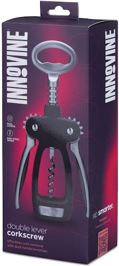 Innovine Pro Corkscrew Double Lever & Ergonomic Handles Black Silver
