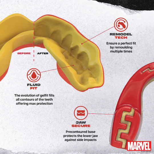 Safejawz Proteză Dentară Iron Man Extro Marvel Junior Roșie