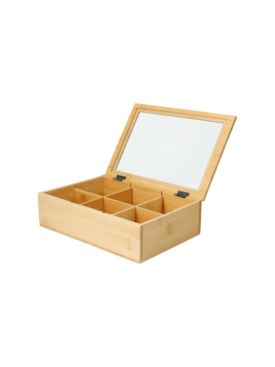 Box for Tea Coffee with Lid Wooden Transparent 16x7x24cm