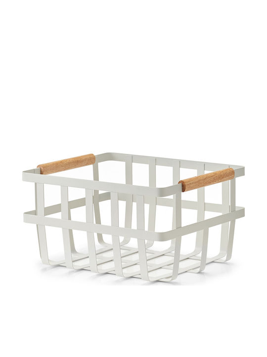 Καλάθι Αποθήκευσης Bamboo Λευκό 31.5x25x17.5cm