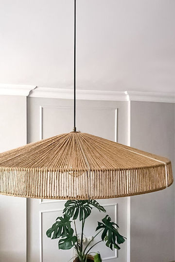 Boho Rustikale Deckenleuchte Korb Schirm Beige 35x74cm Boho Rustikale Deckenleuchte Korb Schirm Beige 35x74cm
