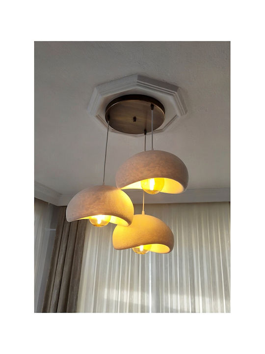 SteweHome Deckenleuchte 3 Lichtquellen Beton-Optik Boho Rustikal Gold Gebleicht 29x17 cm