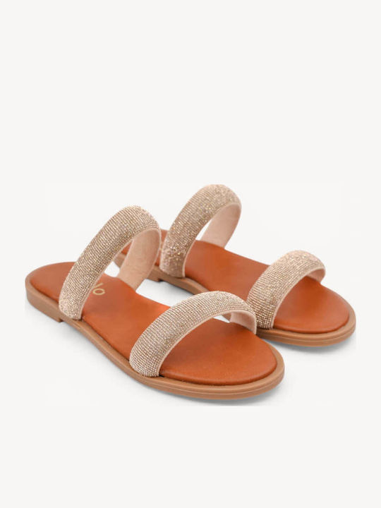 Bronze Double Strap Glitter Sandals