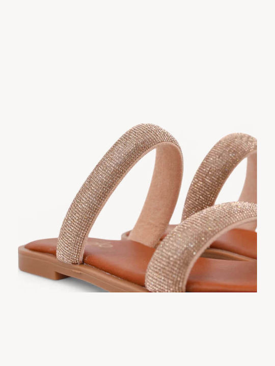 Bronze Double Strap Glitter Sandals