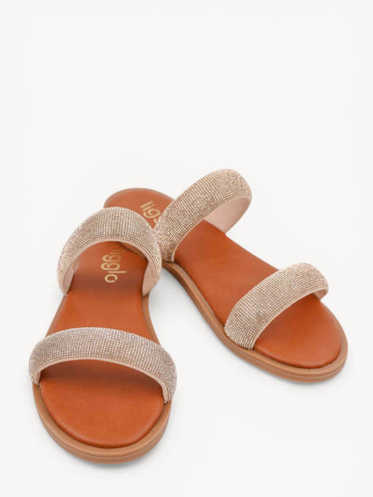 Bronze Double Strap Glitter Sandals