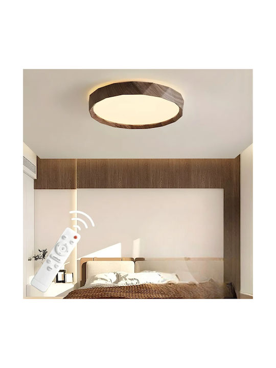 Ceiling Light Antik Wood Dark Walnut Led With Remote Control 40x40x15cm