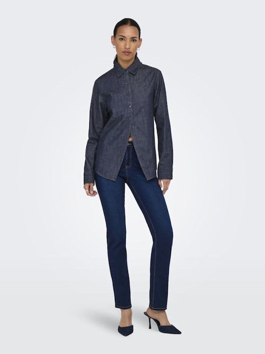 Cămașă Denim De Damă Cu Mâneci Lungi Dark Blue Denim