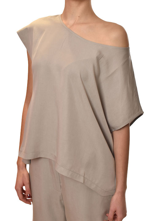 Blouse Women's Blouse Short Sleeve Grey