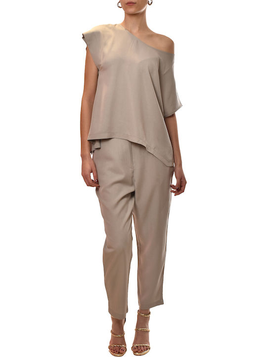 Blouse Women's Blouse Short Sleeve Grey