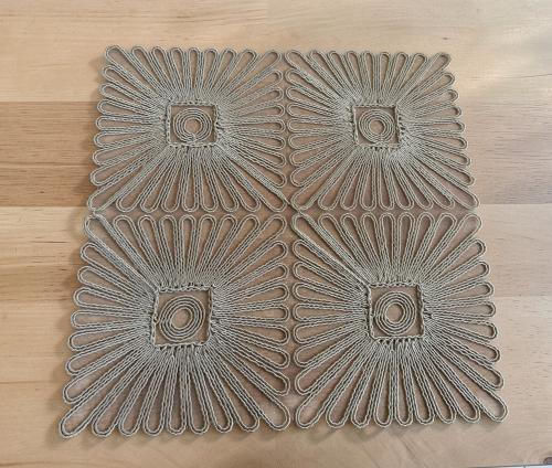 Linea Home Măsuță În Carouri Cu Dantelă Set 5 Bucăți Plaza Bej