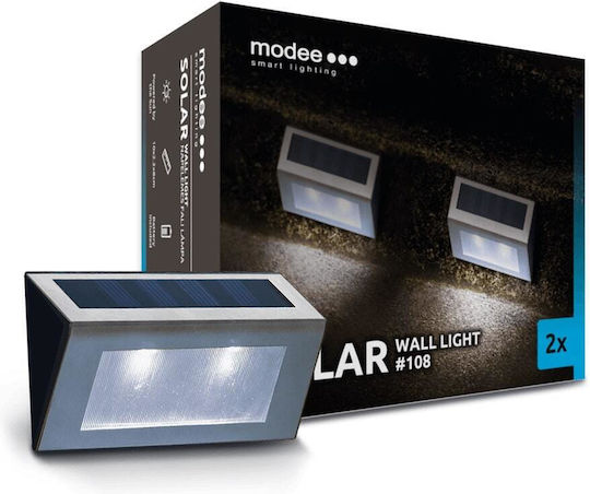Modee Lighting Set of 2 Wall Mounted Solar Lights with Cold White Light 6000K IP44