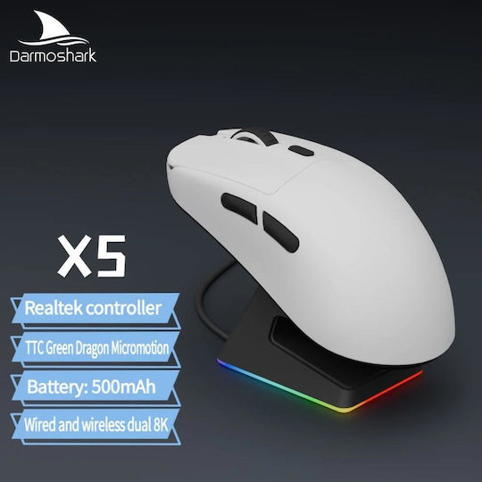 Darmoshark X5 Ασύρματο Gaming Ποντίκι 26000 DPI Λευκό