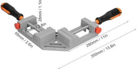 Roza Corner Clamp 90° 65mm Aluminum Carpenter Non-Slip Handle & High Strength Steel Screw
