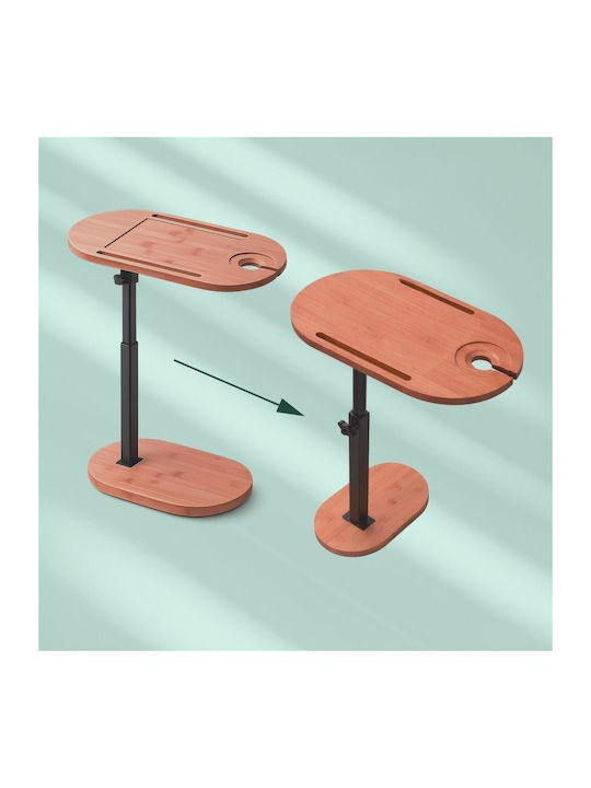 Relaxdays Beistelltisch Aus Bambus Oval Braun M40xP22xH82cm