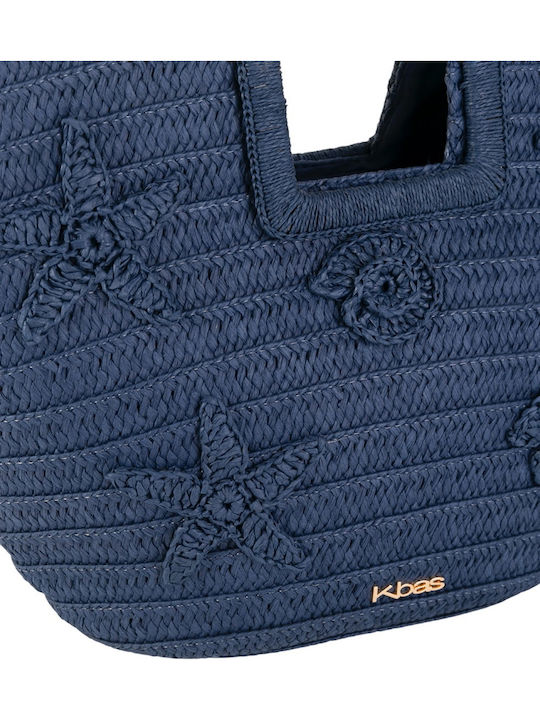 Kbas Wicker Beach Bag Blue