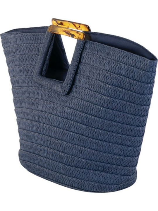 Kbas Wicker Beach Bag Blue